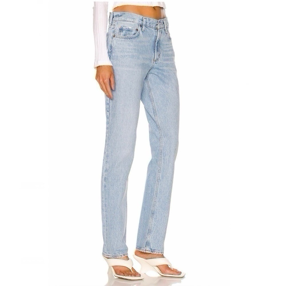 Agolde Lyle Rift Jeans Blue Straight High Rise - Picture 6 of 14